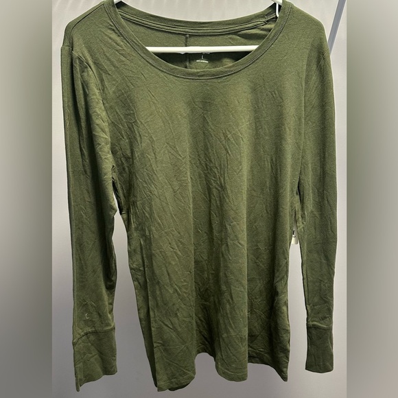 ana (A New Approach)size L long sleeve crewneck pullover tee dark olive top - Picture 1 of 6